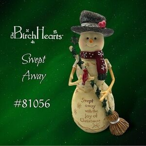 Birch Hearts Swept Away Snowman Figurine Collectible 81056